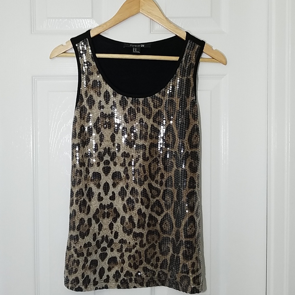 Forever 21 sequined leopard print tank top
